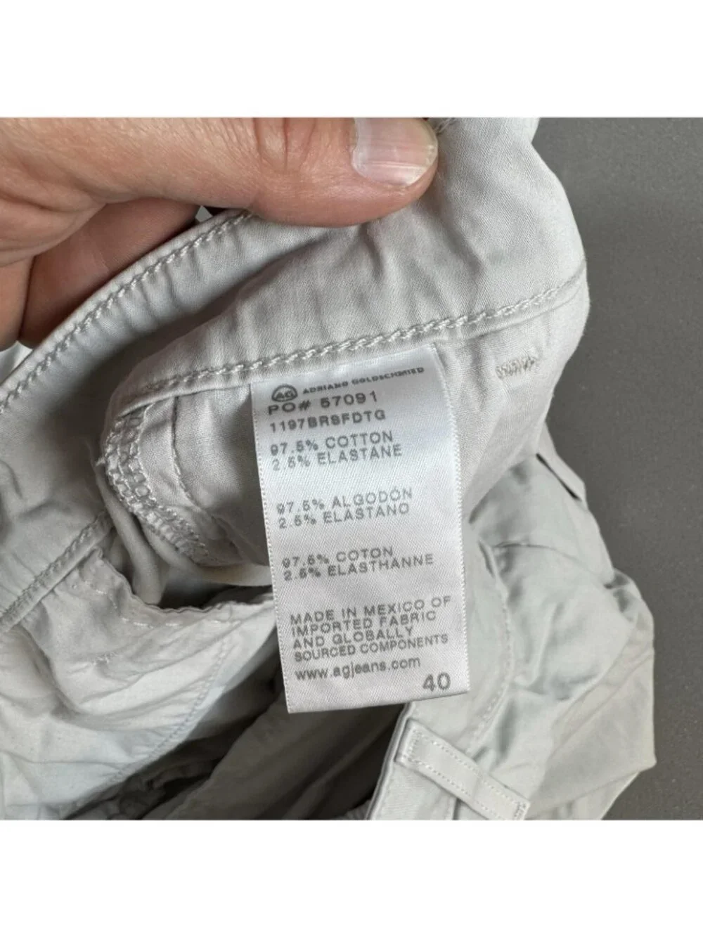 AG Adriano Goldschmied Shorts Mens Size 40 Gray Wanderer Trouser Chino Stretch